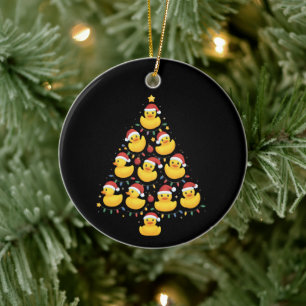 Ornamento De Cerâmica Pato de Borracha de Chapéu de Papai Noel com Luzes