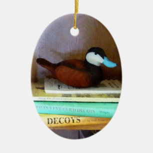 Ornamento De Cerâmica Pato Decoy Na Estante