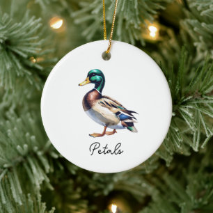 Ornamento De Cerâmica Pato-real Pato-marinho Aquarela Personalizado