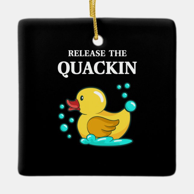 Ornamento De Cerâmica Pato - Solte O Quack (Frente)