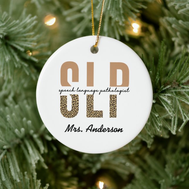 Ornamento De Cerâmica Patologista personalizado de língua de fala SLP (Árvore)