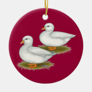 Ornamento De Cerâmica Patos: Chamadas brancas