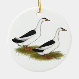 Ornamento De Cerâmica Patos: Magpies pretos