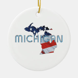 Ornamento De Cerâmica Patriota de Michigan do T