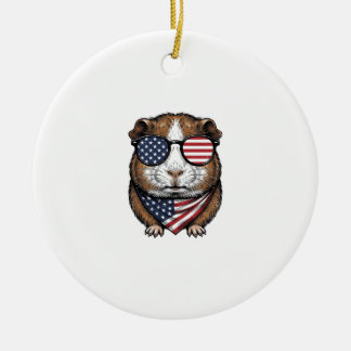 Ornamento De Cerâmica Patriotic Guinea Pig Vintage Engraving