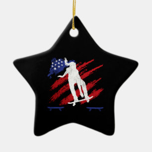 Ornamento De Cerâmica Patriotic USA Women's Skateboarding