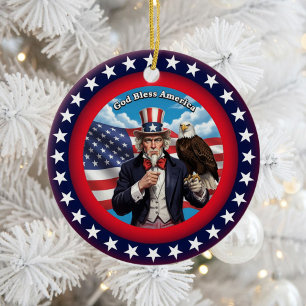 Ornamento De Cerâmica Patriotismo Americano Clássico