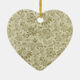 Ornamento De Cerâmica Patterno Floral Verde Sage - Damasco Antiquado