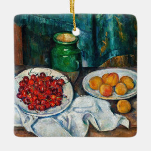 Ornamento De Cerâmica Paul Cezanne - Ainda vive com cerejas e caçadores