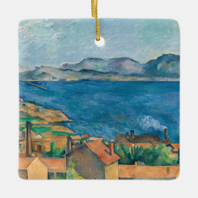 Ornamento De Cerâmica Paul Cezanne - Baía de Marselha, Vista de Estaque (Frente)