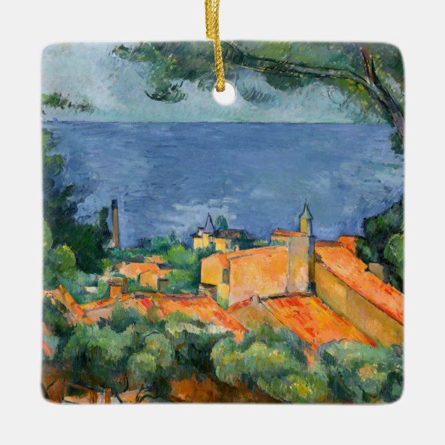 Ornamento De Cerâmica Paul Cezanne - Estaque com Telhados Vermelhos (Frente)
