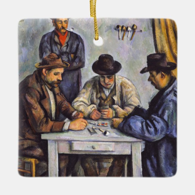 Ornamento De Cerâmica Paul Cezanne - Os Jogadores De Cartão (Frente)