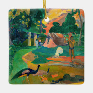 Ornamento De Cerâmica Paul Gauguin - Paisagem com Pavões / Matamoe