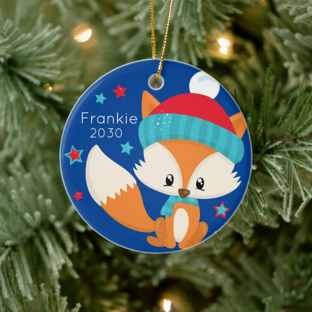 Ornamento De Cerâmica Pavimentos Personalizados Fox Christmas (Árvore)