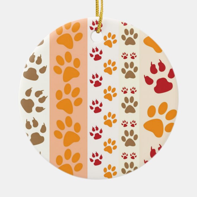 Ornamento De Cerâmica Paw Imprime Pentes De Cachorro Bonitos (Frente)