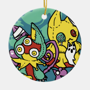Ornamento De Cerâmica Paw-sitivamente Assustador Gatos Monstruosos de