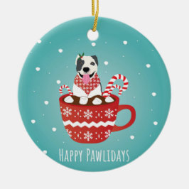 Ornamento De Cerâmica Pawlidays Felizes para Cachorros de Pitbull