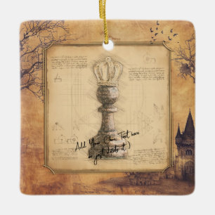 Ornamento De Cerâmica Pawn King / Queen Vintage Old Fashiked Chess Gift