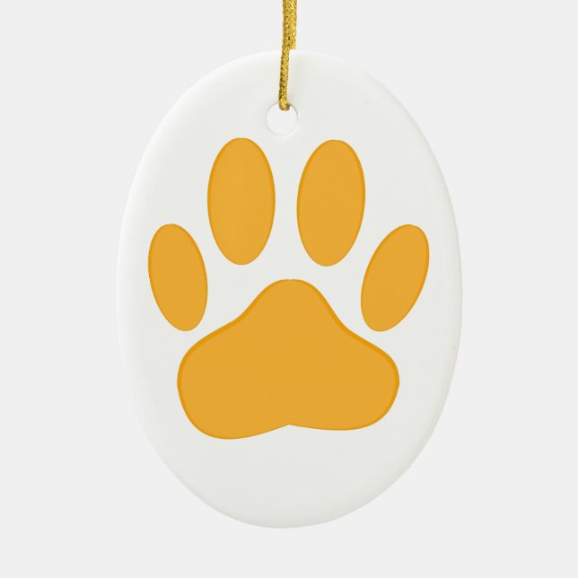 Ornamento De Cerâmica Pawprint do Cachorro Laranja (Frente)