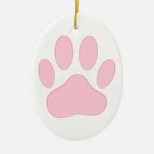 Ornamento De Cerâmica Pawprint Rosa