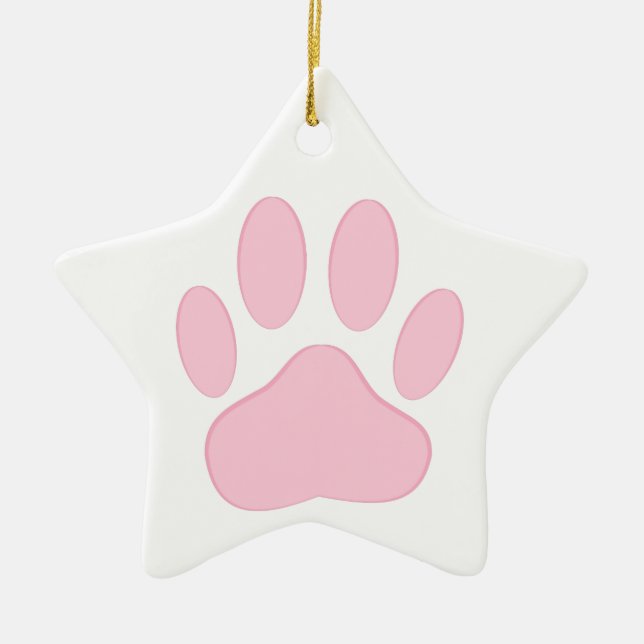 Ornamento De Cerâmica Pawprint Rosa (Frente)