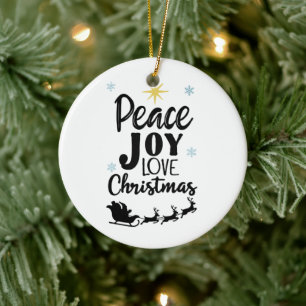 Ornamento De Cerâmica Paz Alegria Amor Natal   Trenó do Papai Noel Moder
