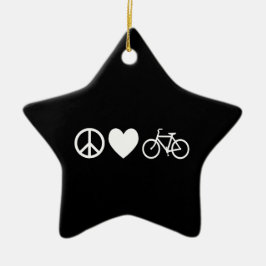 Ornamento De Cerâmica Paz Amor e Bicicletas