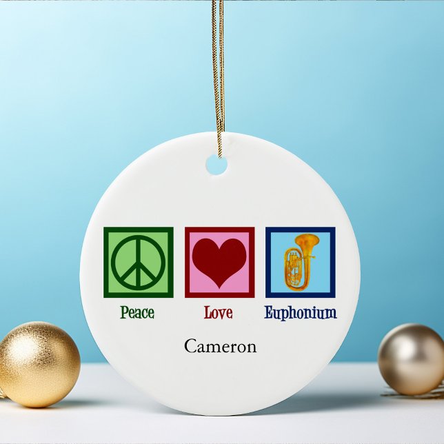 Ornamento De Cerâmica Paz Amor Eufonium Fato Natal Personalizado (Criador carregado)