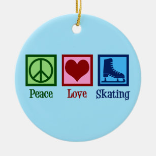 Ornamento De Cerâmica Paz Amor Ice Skater Fofo Azul Fofo
