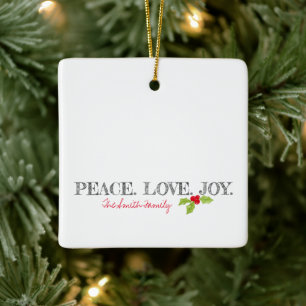 Ornamento De Cerâmica Paz Amor Joy Natal Holly NAME Holiday