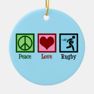 Ornamento De Cerâmica Paz Amor Rugby