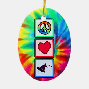 Ornamento De Cerâmica Paz, amor, Wakeboarding