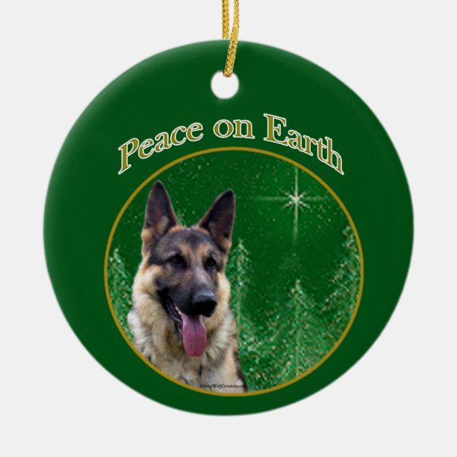 Ornamento De Cerâmica Paz de german shepherd (Frente)