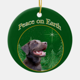 Ornamento De Cerâmica Paz de Labrador Retriever (choc)