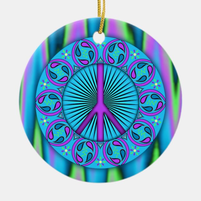 Ornamento De Cerâmica Paz ~ Folha (Frente)