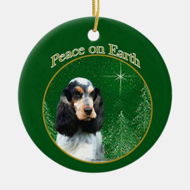 Ornamento De Cerâmica Paz Inglês Cocker Spaniel (Frente)