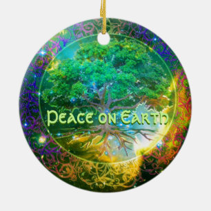 Ornamento De Cerâmica Paz na terra - árvore do bem-estar da vida