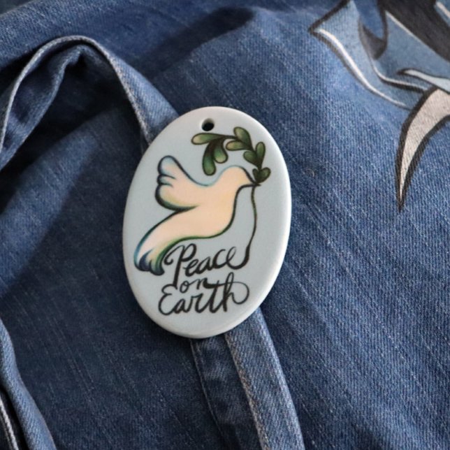Ornamento De Cerâmica Paz na Terra pomba da esperança arte pacífica (Criador carregado)