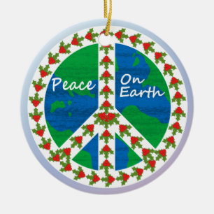 Ornamento De Cerâmica Paz no Natal da terra