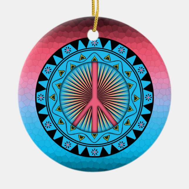 Ornamento De Cerâmica Paz ~ Sun (Frente)