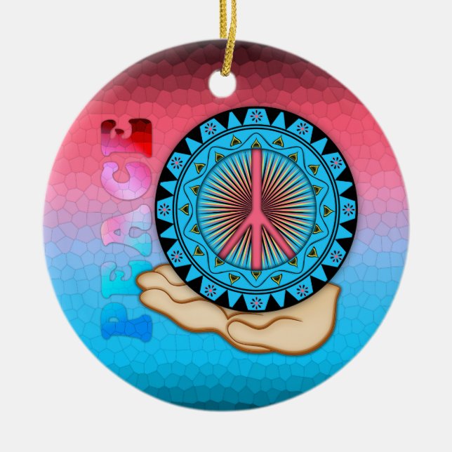 Ornamento De Cerâmica Paz ~ Sun (Frente)