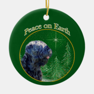 Ornamento De Cerâmica Paz Terrier Russa Negra