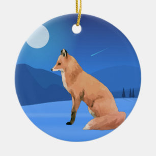 Ornamento De Cerâmica Pé-d-água e Árvore de Natal da Noite Azul-Lua