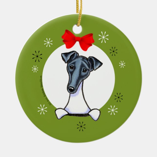 Ornamento De Cerâmica Pé Suave Terrier Black White Christmas Classic (Frente)