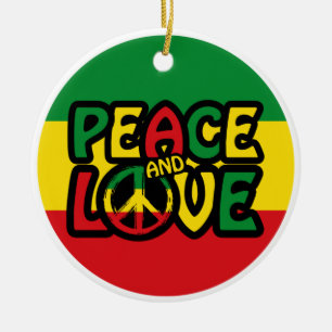 Ornamento De Cerâmica PEACE and LOVE, estilo reggag