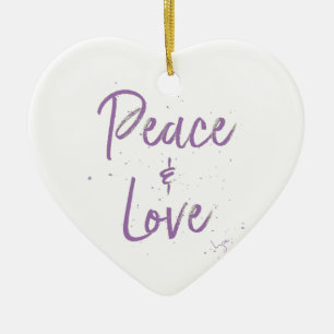 Ornamento De Cerâmica PEACE-and-Love-Purple