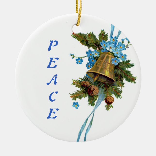 Ornamento De Cerâmica Peace Bell de Natal (Frente)