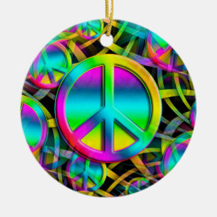 Ornamento De Cerâmica PEACE Colorida padrão perfeito + suas ideias