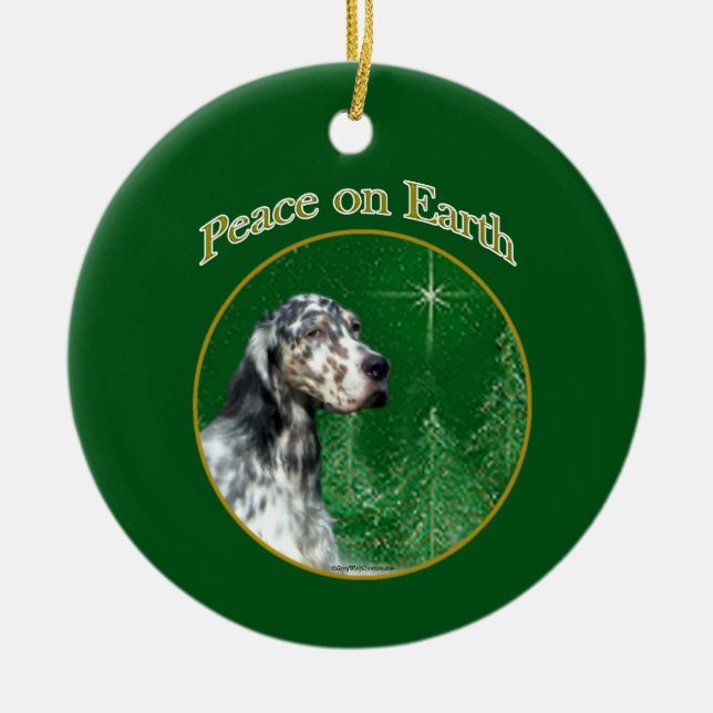 Ornamento De Cerâmica Peace English Setter (Frente)