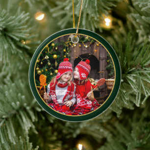 Ornamento De Cerâmica Peace Hope Love, Foto de Natal Personalizada